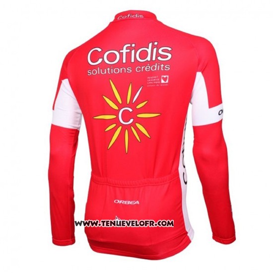 2016 Maillot Ciclismo Cofidis Blanc et Rouge Manches Longues et Cuissard